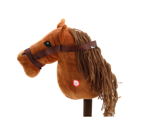 Plush Horse Head On A Stick Hobby Horse Brown Long-Haired Horse sounds