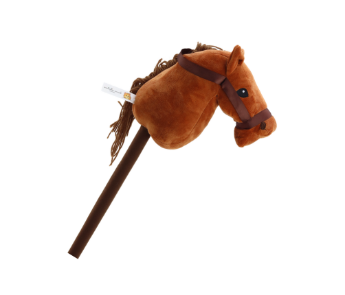 Plush Horse Head On A Stick Hobby Horse Brown Long-Haired Horse sounds