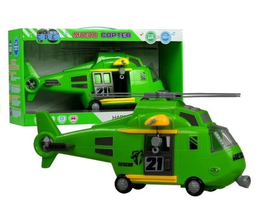 Rescue Helicopter with Rope Hook Sounds Lights