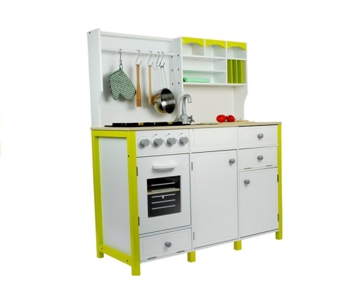 Wooden Kitchen with an Oven and Accessories Green-White