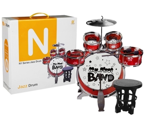 Drums Set with Keyboard Microphone and Chair Red