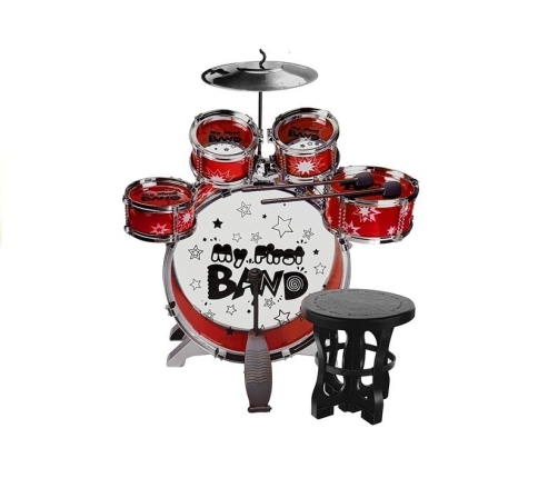 Drums Set with Keyboard Microphone and Chair Red