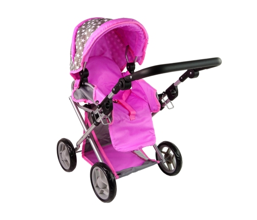 2-in-1 Stroller with Bag Grey Pink Stars