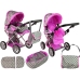 2-in-1 Stroller with Bag Grey Pink Stars