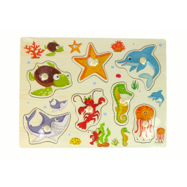 Wooden Educational Puzzle Sea Animals 7El.