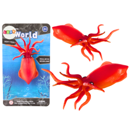 Sea World Orange Squid Rubber Figurine