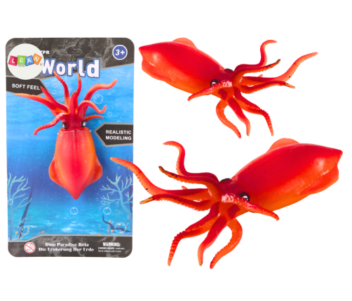 Sea World Orange Squid Rubber Figurine