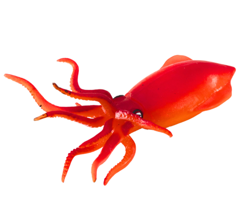 Sea World Orange Squid Rubber Figurine