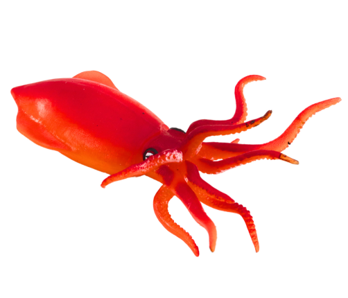 Sea World Orange Squid Rubber Figurine