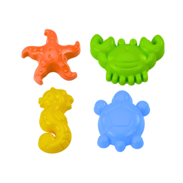 Sea Sand Molds 4 Pieces Crab Turtle Starfish Horse Yellow Green