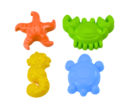 Sea Sand Molds 4 Pieces Crab Turtle Starfish Horse Yellow Green