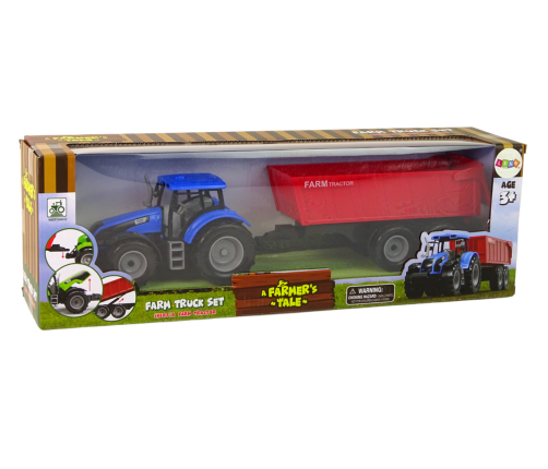 Tractor with Trailer Agricultural Vehicle Farm Blue