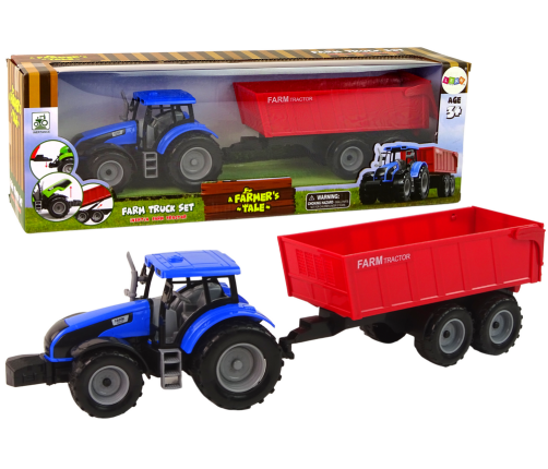 Tractor with Trailer Agricultural Vehicle Farm Blue