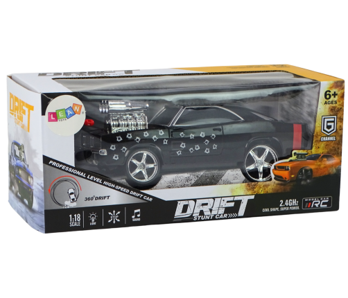 Remote Control Car 1:18 Drift 360 Lights Sounds Black