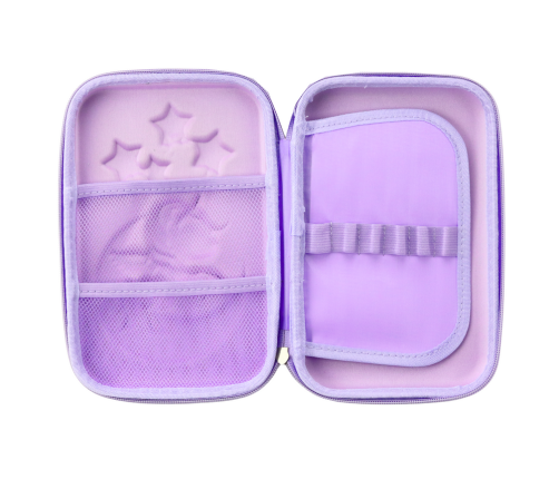 Large 3D Unicorn Pencil Case, Foldable, Purple, 23x15x5 cm