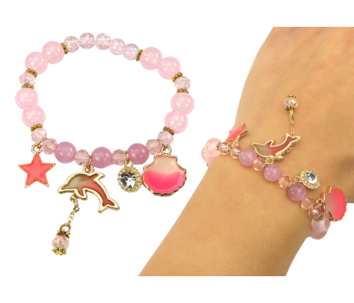 Dolphin Bracelet, Star, Pink Shell