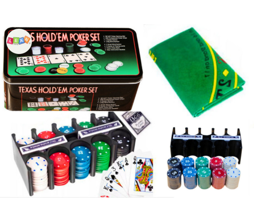 Poker Game Set 2 Decks of Cards Chips Game Board