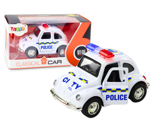 Classic Police Car 1:38 Drive Lights Sounds White