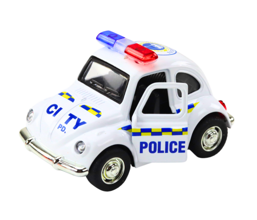 Classic Police Car 1:38 Drive Lights Sounds White