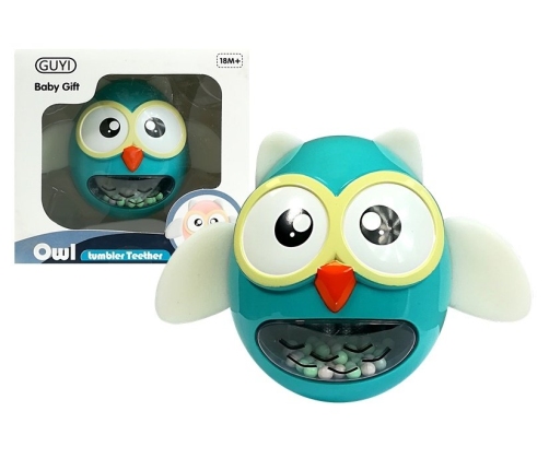 Owl Rattle Teether Children's Toy Turquoise