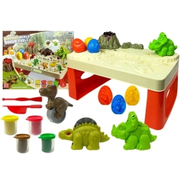 Table with Play Dough and Dinosaurs 4 Colors