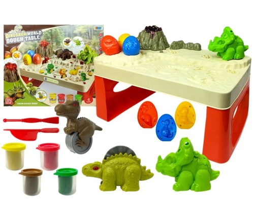 Table with Play Dough and Dinosaurs 4 Colors