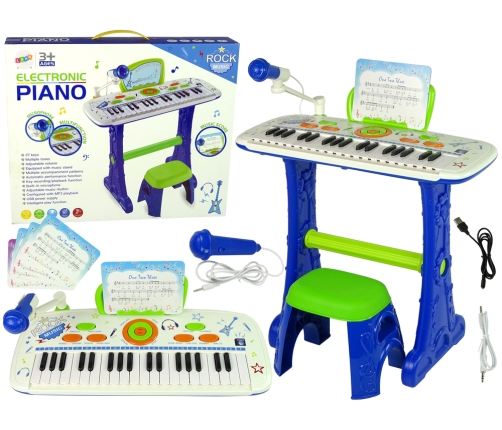 Electric Keyboard Piano for Kids Blue USB Notes