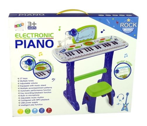 Electric Keyboard Piano for Kids Blue USB Notes