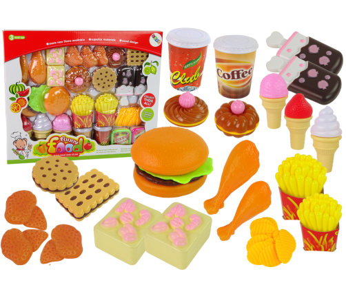 Large Set of Food Products FUNNY FOOD To play in the Fast Food Café Shop