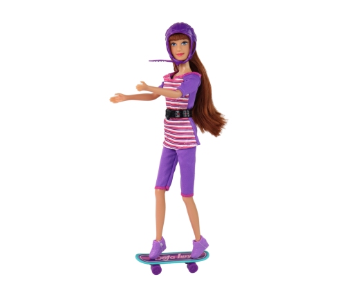 Lucy Doll Set Purple Scooter Skateboard Helmets