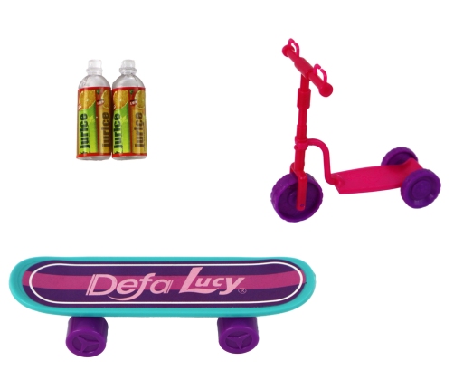 Lucy Doll Set Purple Scooter Skateboard Helmets