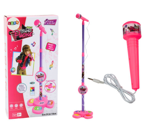 Microphone with Stand for Children, Adjustable, Pink