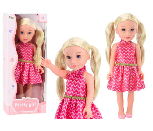 Doll Pink Dress Ponytails Blonde Hair Large Doll 46cm