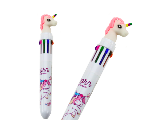 Multicolor Unicorn Automatic Pen 10 White