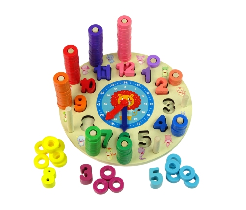 Educational Wooden Baby Clock Colours Shapes Learning to Count