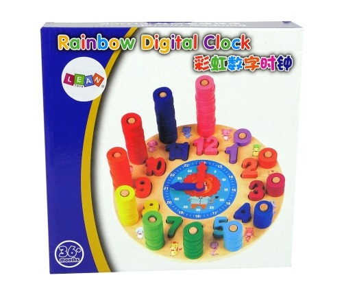 Educational Wooden Baby Clock Colours Shapes Learning to Count