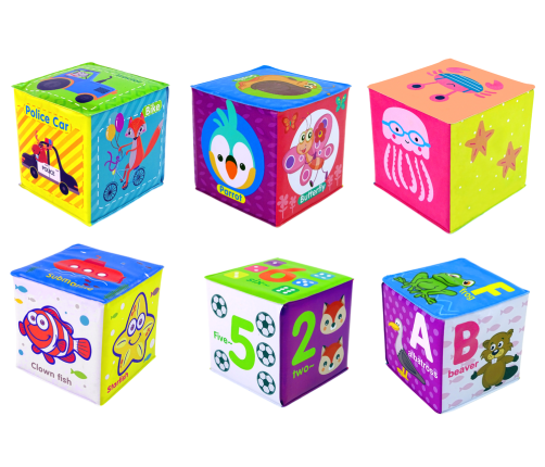 Set of 6 Educational Foam Cubes Coloured Cubes for Baby Large size