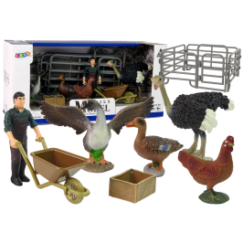 Set of 8 pieces Farm Animals + Farmer Homestead Accessories