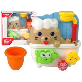 seal bath toy in bathtub