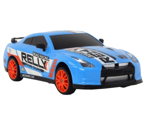 Remote Controlled Sports Car R/C 1:24 Blue Replaceable Wheels