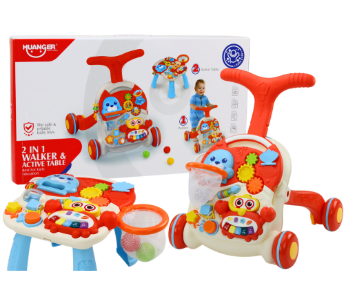 Push Toy Interactive Educational Table 2in1 Red