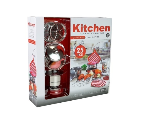 A set of dishes, pots and small cooks, stainless steel