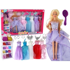 Children's Doll Long Blonde Hair Wardrobe Shoes Dresses Accessories