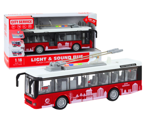 Trolleybus Bus 1:16 Lights Sounds Drive White and Red