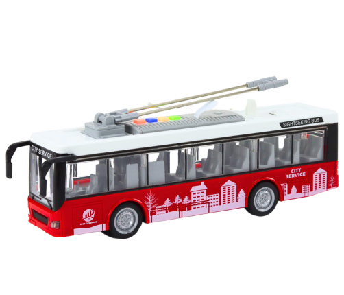 Trolleybus Bus 1:16 Lights Sounds Drive White and Red