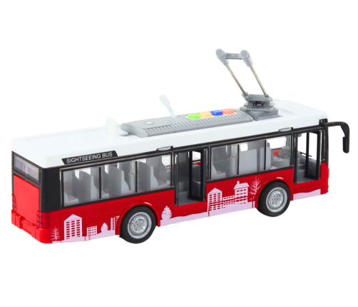 Trolleybus Bus 1:16 Lights Sounds Drive White and Red