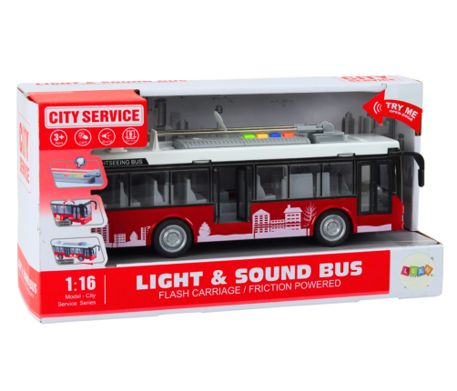 Trolleybus Bus 1:16 Lights Sounds Drive White and Red