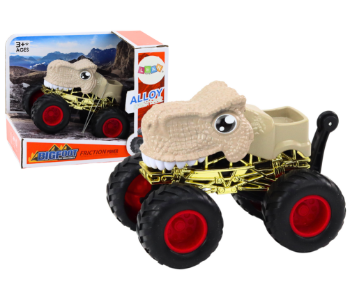 Dinosaur Off-Road Car with Large Rubber Wheels, Beige