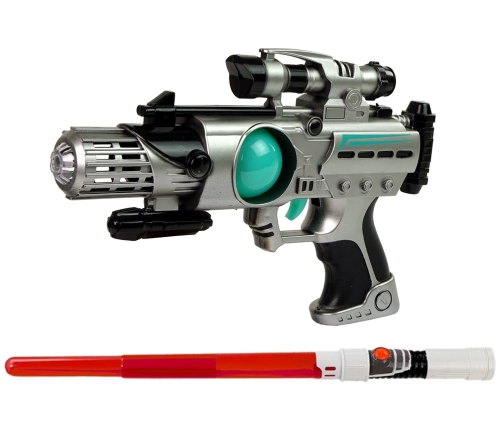 Space Warrior Set Laser Gun Lightsaber Handcuffs Disc Thrower