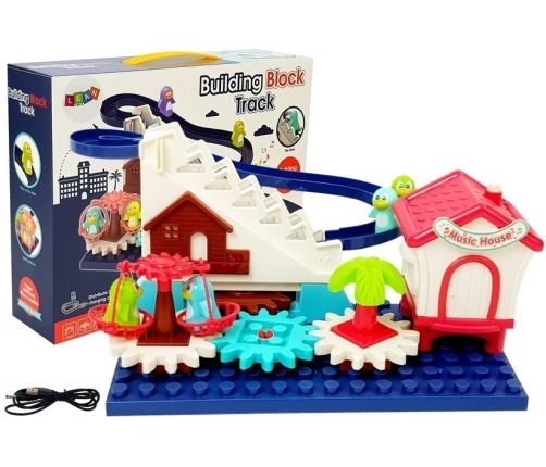 Set of blocks with a Slide Penguins Gears on Batteries